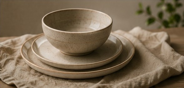 Minimal ceramic bowl and plates