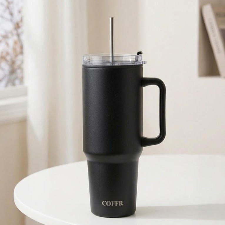 Tumbler with Straw & Side Handle 1.2L - Black - image 3