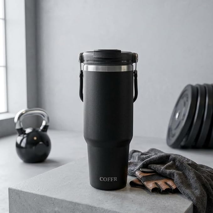 nestcase 304 Stainless Steel Tumbler with Straw and Top Handle – Black - image 1
