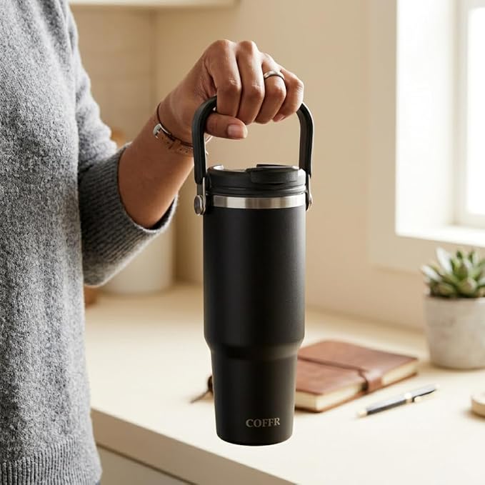 nestcase 304 Stainless Steel Tumbler with Straw and Top Handle – Black - image 4