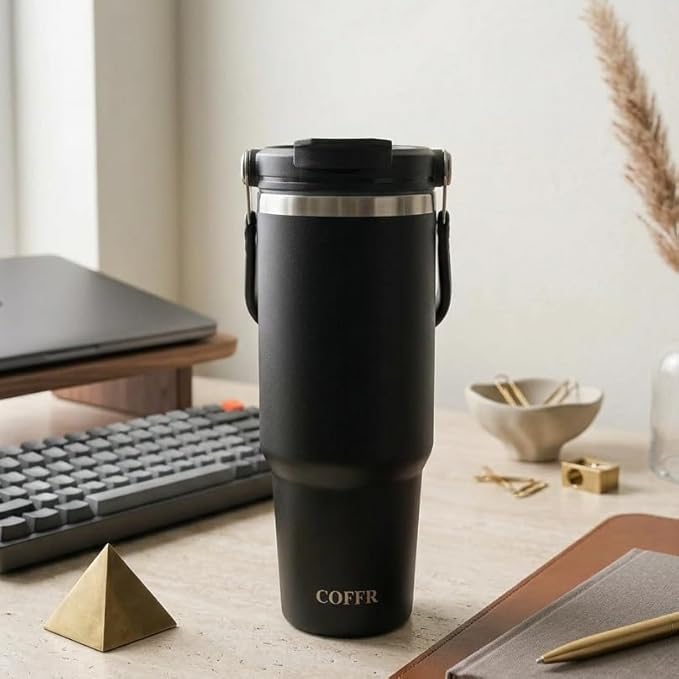 nestcase 304 Stainless Steel Tumbler with Straw and Top Handle – Black - image 3