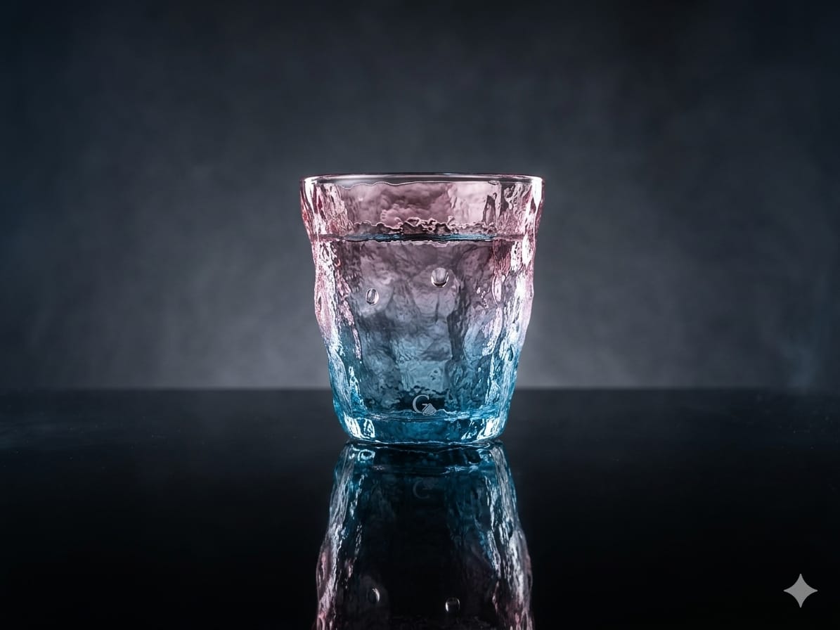 Whisky Glass – 260ml ‘Rock’ Texture Rocks Glass – Elegant Pink & Blue - image 2