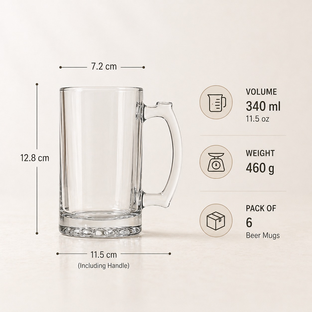Beer Glasses Set of 6, 360 ML Pint Glasses  - image 4