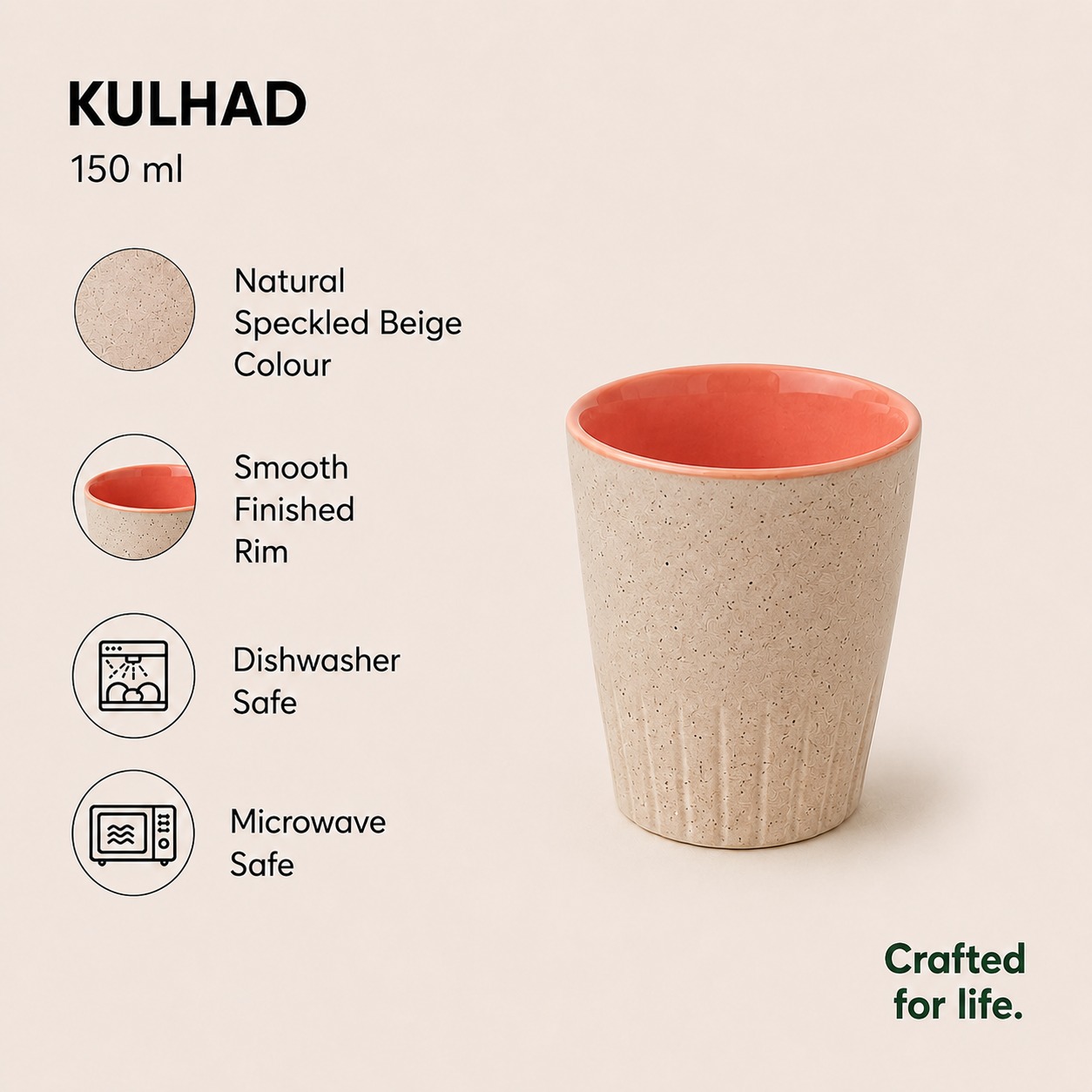 White & Pink - Set of 2 Ceramic Kulhad/Kulhar - image 2