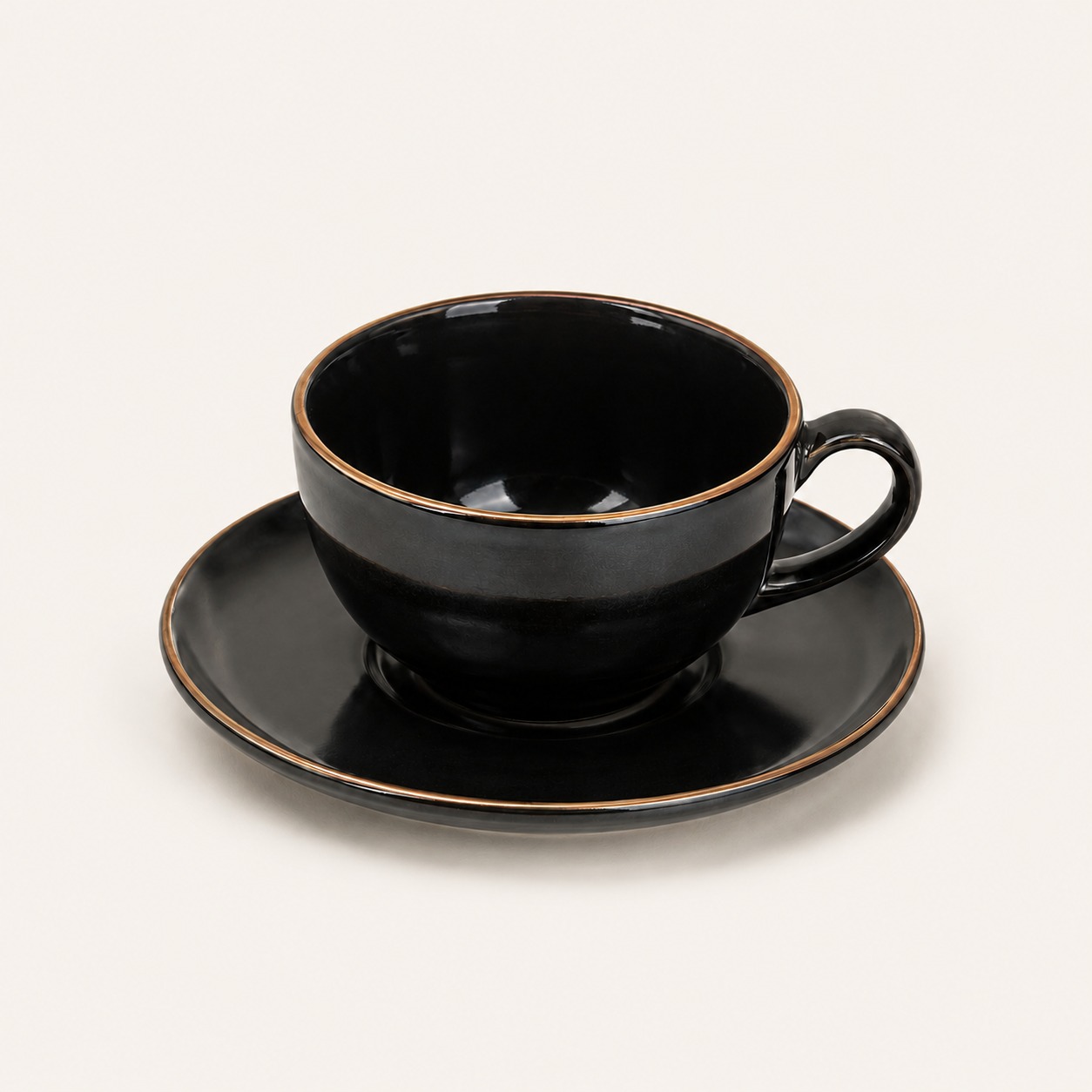 Reactive Black - Set of 1 Ceramic Coffee Cup & Saucer - image 5