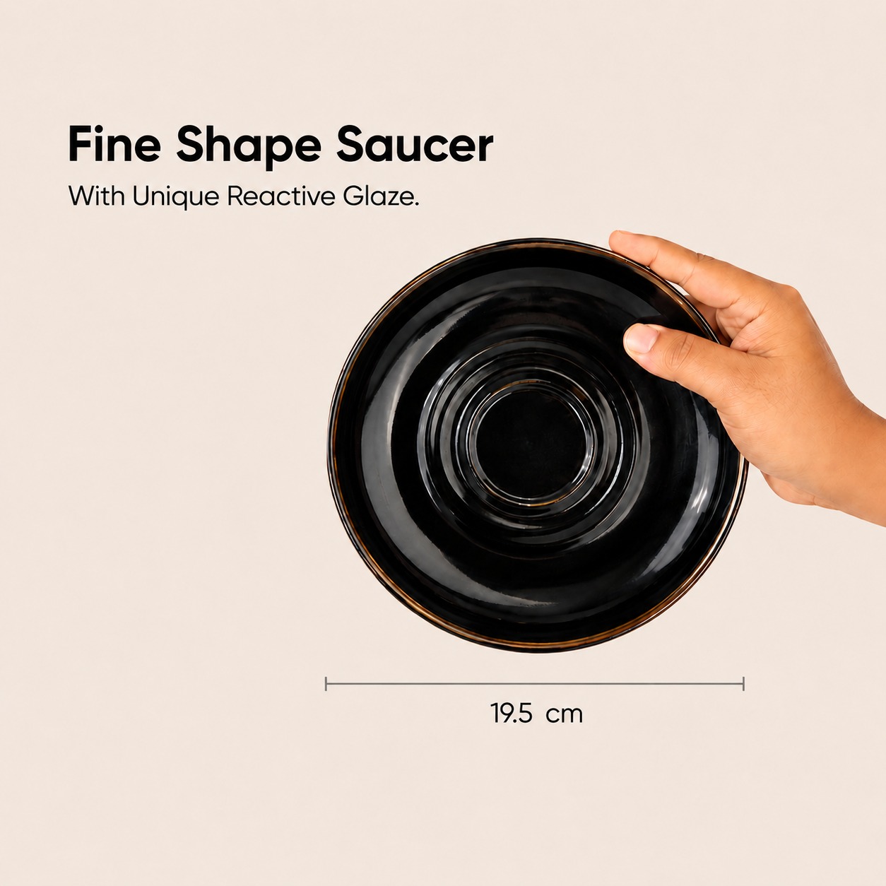 Reactive Black - Set of 1 Ceramic Coffee Cup & Saucer - image 2