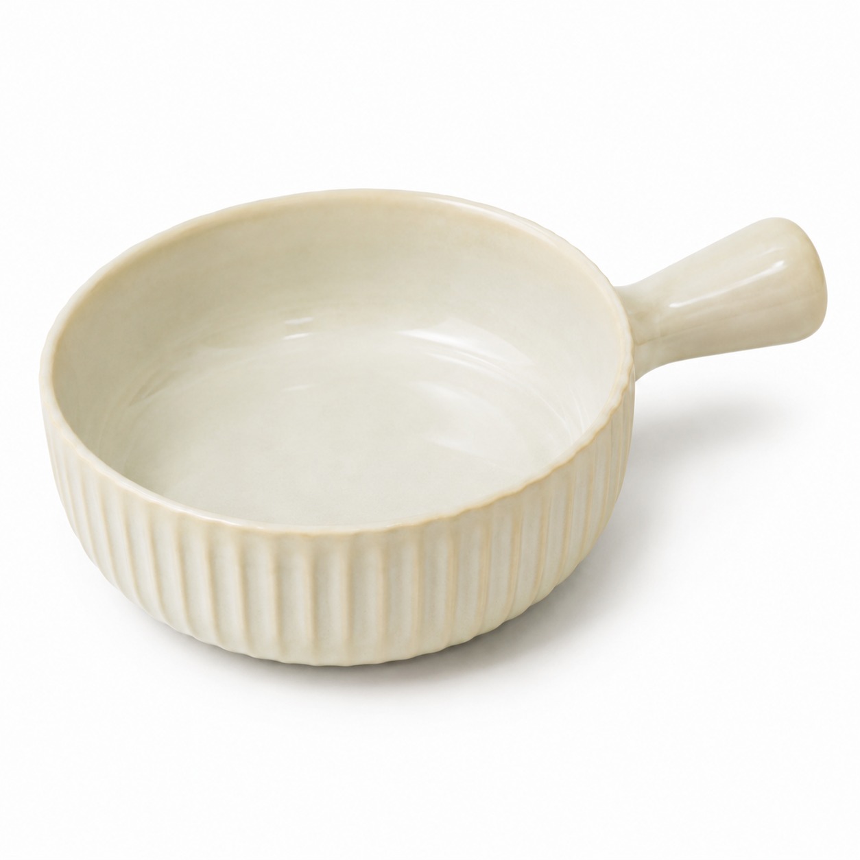 Beige - Porcelain Serving Bowl with Handle - 900 ML - image 4