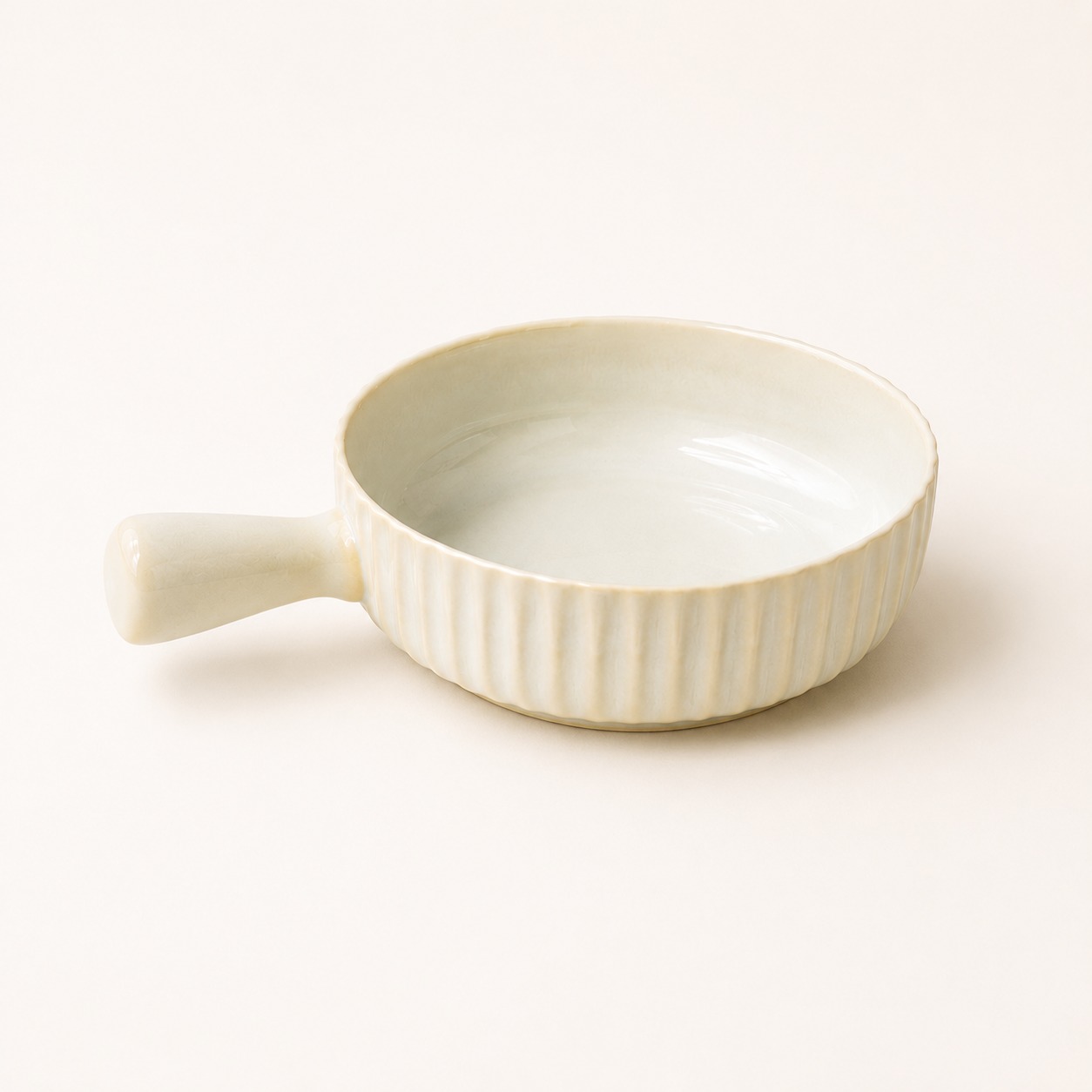 Beige - Porcelain Serving Bowl with Handle - 900 ML - image 2