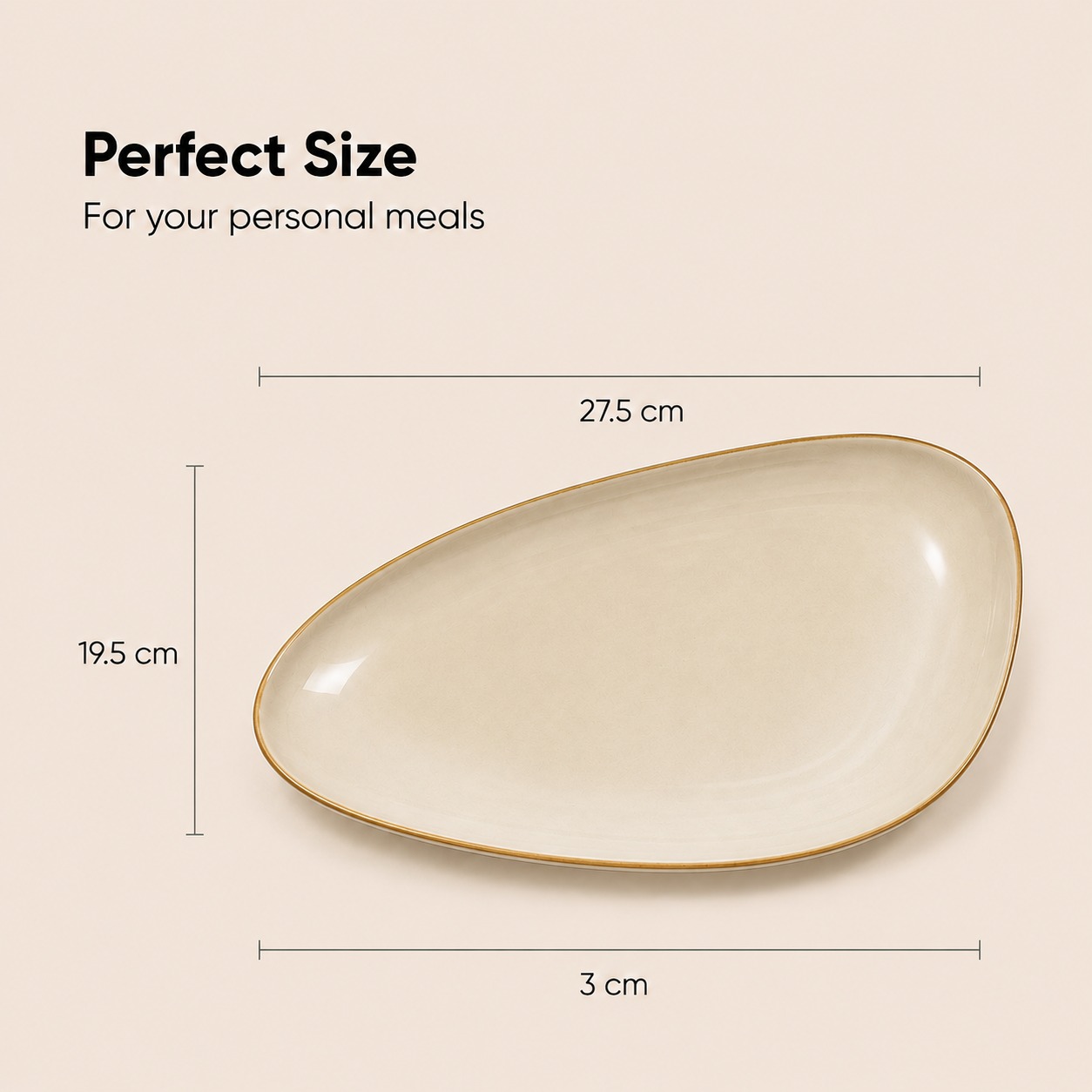 Beige  Ceramic Oval Snacks & Serving Plate - Large - image 3