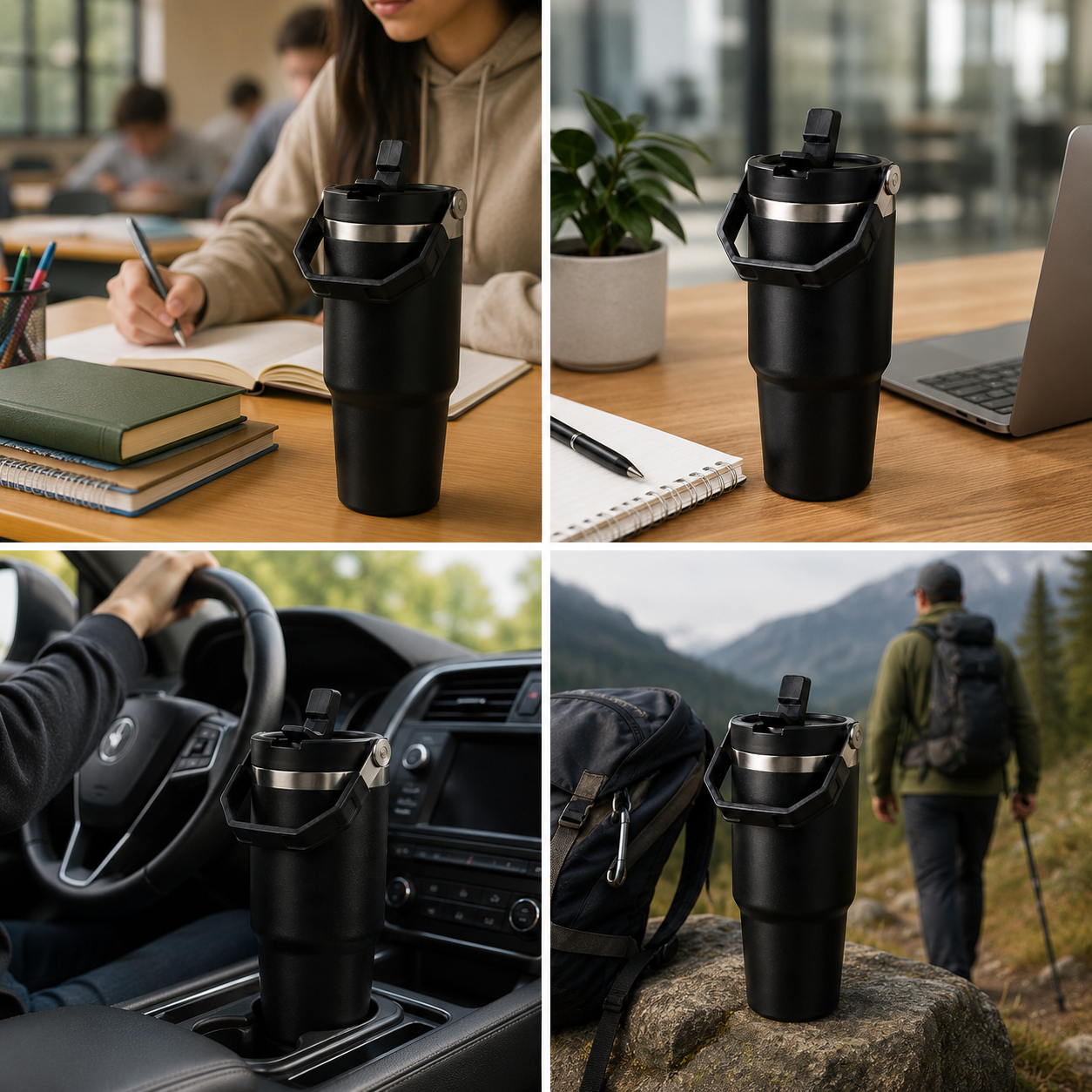  Black - 900 ML Stainless steel tumbler with Lid & Straw  - image 5