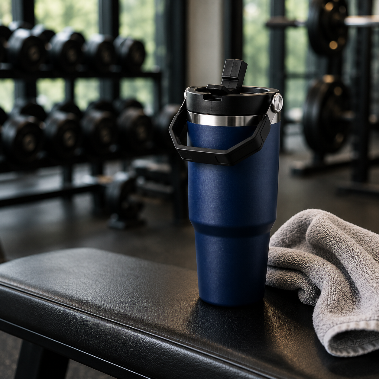 Midnight Blue - 900 ML Stainless steel tumbler with Lid & Straw  - image 5