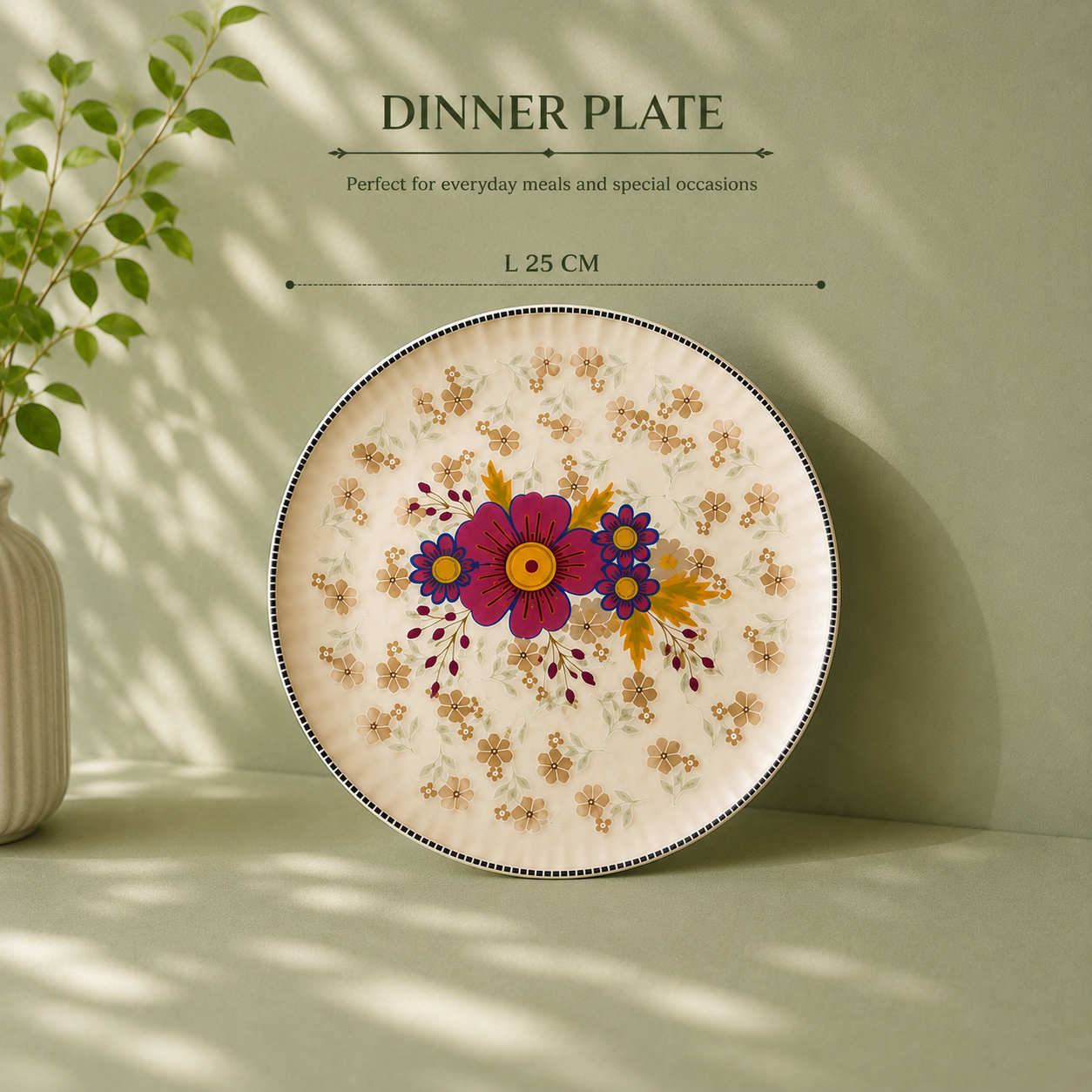 Floral White - Set of 6 Pcs Ceramic Dinner Plates - image 5