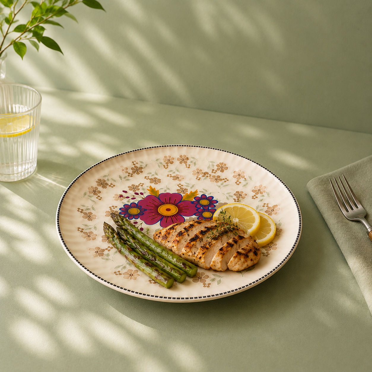 Floral White - Set of 6 Pcs Ceramic Dinner Plates - image 4