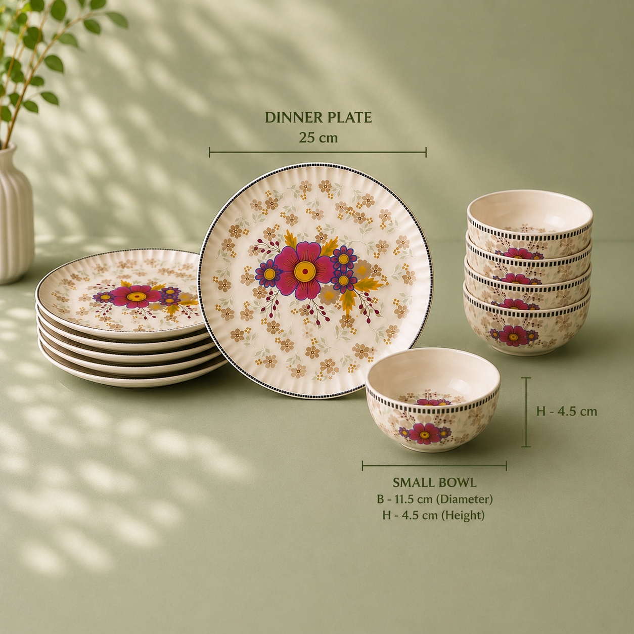 Floral White - Set of 12 Pcs Ceramic Dinner Set  - image 3