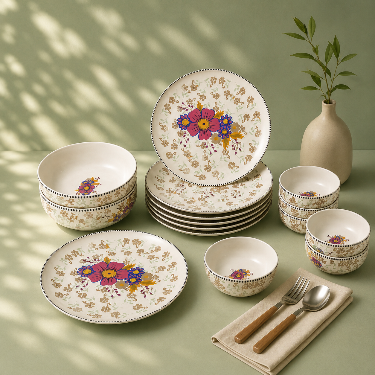 Floral White - Set of 14 Pcs Ceramic Dinner Set  - image 5