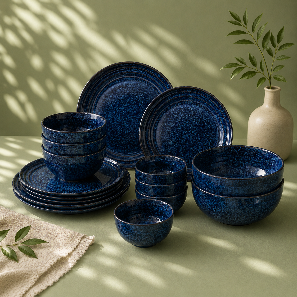 Blue - Set of 20 Pcs Ceramic Dinner Set  - image 4