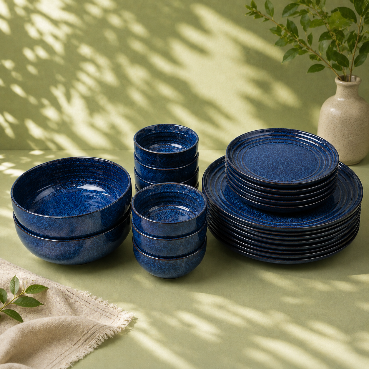 Blue - Set of 20 Pcs Ceramic Dinner Set  - image 3