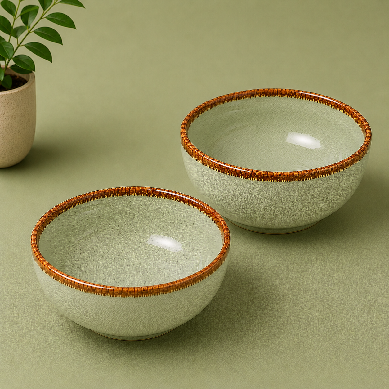 nestcase Ceramic Serving Bowls Set of 2 – Sage Green - image 3