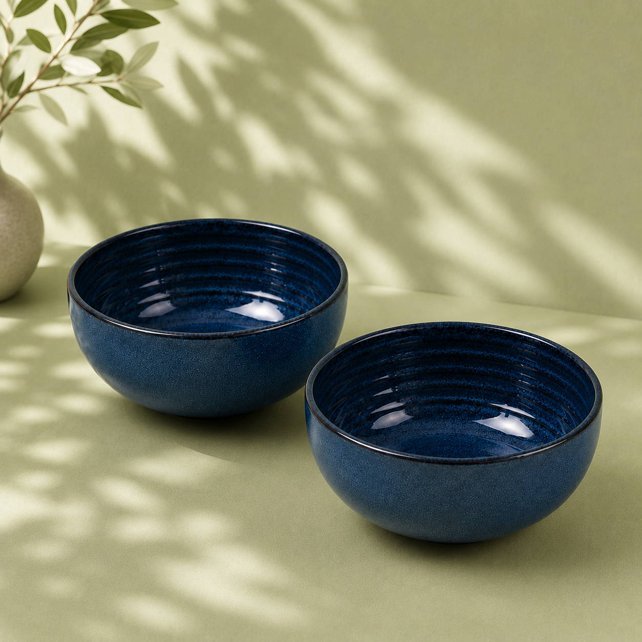 Blue - Set of 2 Pcs Ceramic Serving Bowls Bowls  - image 5