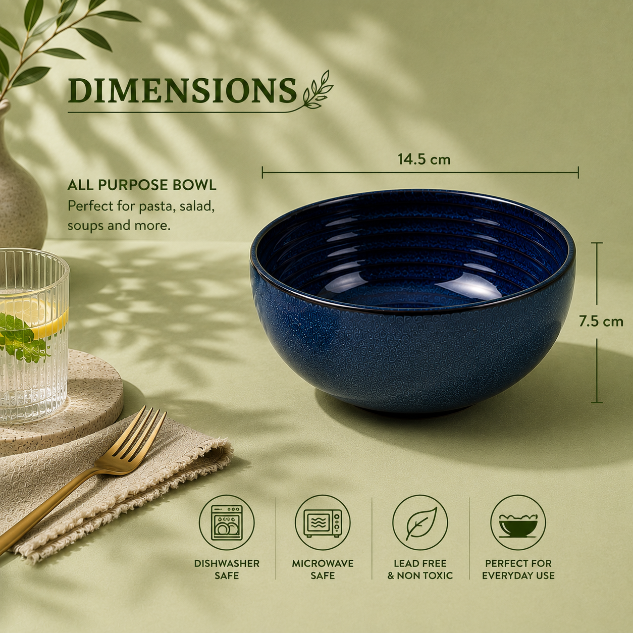 Blue - Set of 2 Pcs Ceramic Serving Bowls Bowls  - image 3