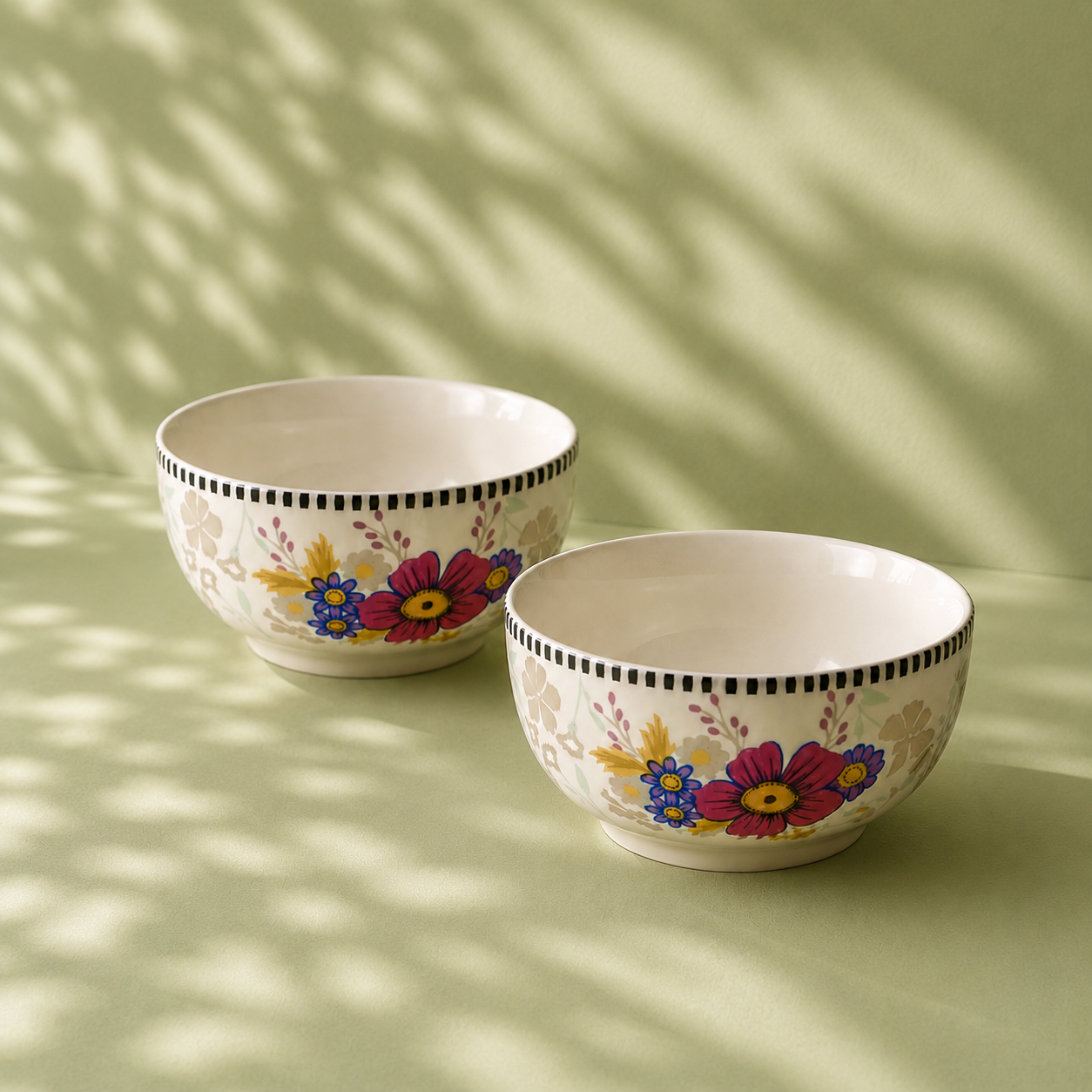 Floral White - Set of 2 Pcs Ceramic Serving Bowls  - image 4