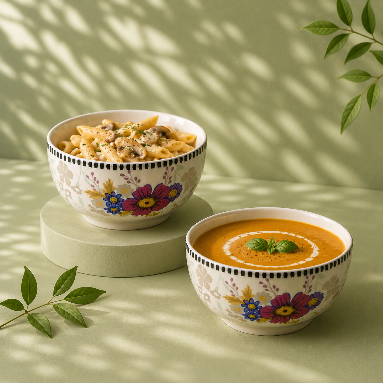 Floral White - Set of 2 Pcs Ceramic Serving Bowls  - image 3