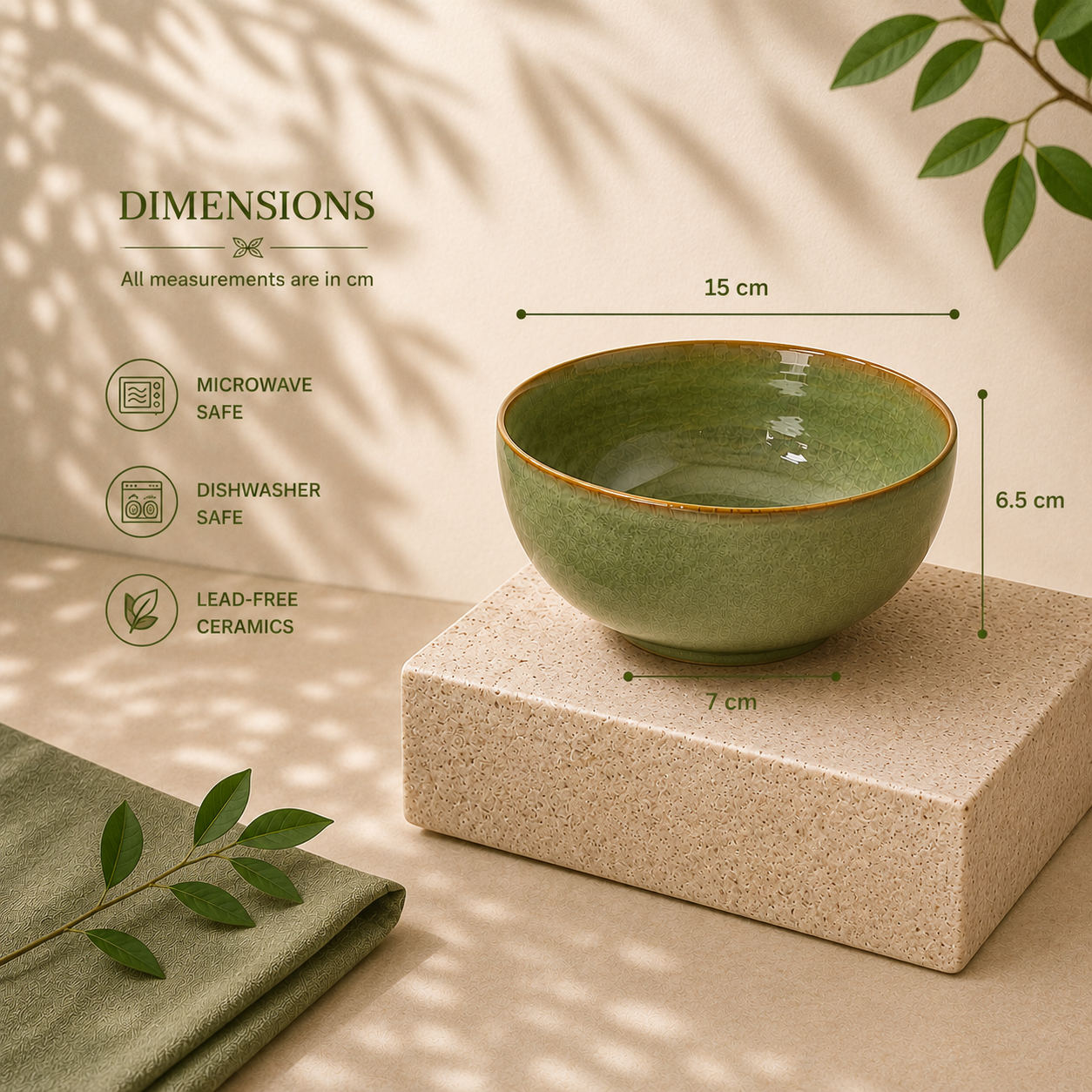 Olive Green - Set of 2 Pcs Ceramic Serving Bowls Bowls  - image 3