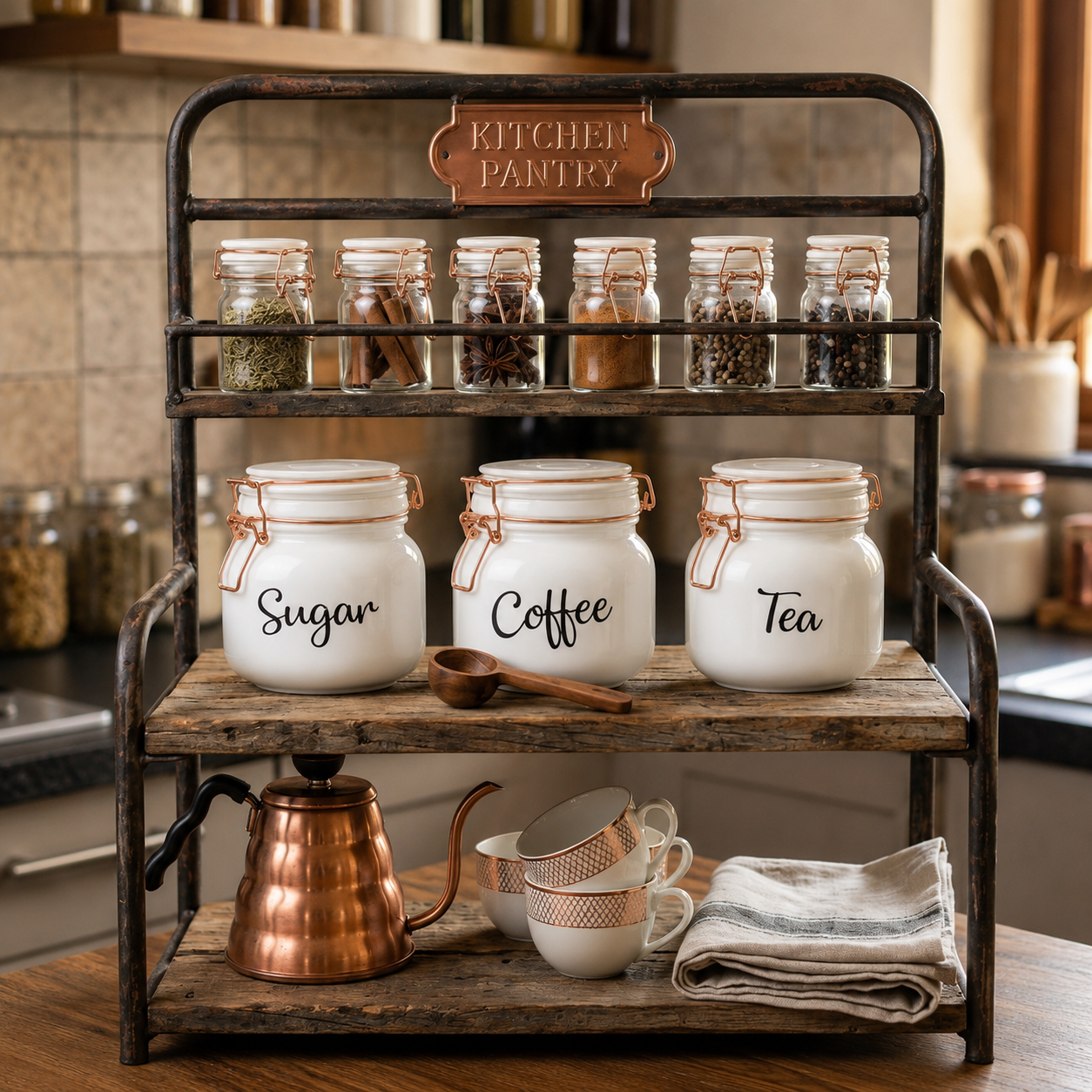 Set of 3 (900 ml Each) – Tea Coffee Sugar Storage Jars White - image 3