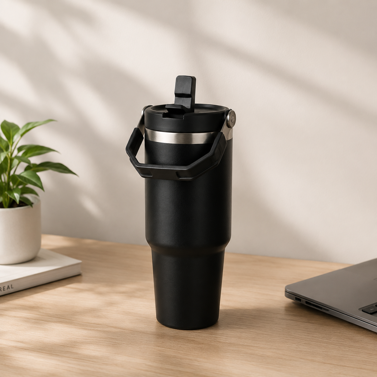  Black - 900 ML Stainless steel tumbler with Lid & Straw  - image 1