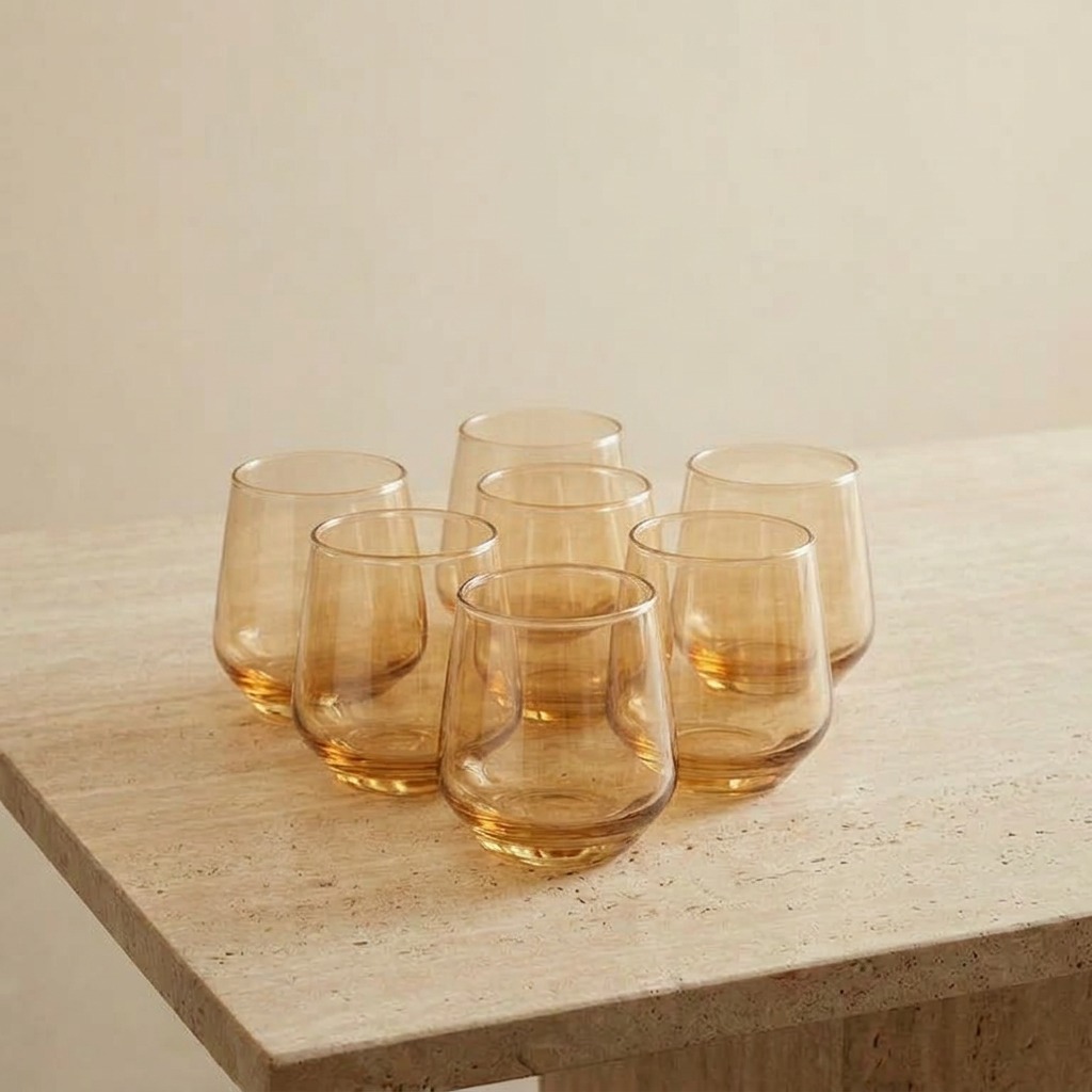 nestcase 270 ml Golden Whiskey Glass Set of 6  - image 1