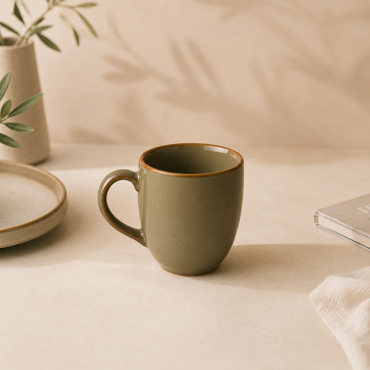 Olive Green - Set of 6 Ceramic Tea & Coffee Mugs  - image 2