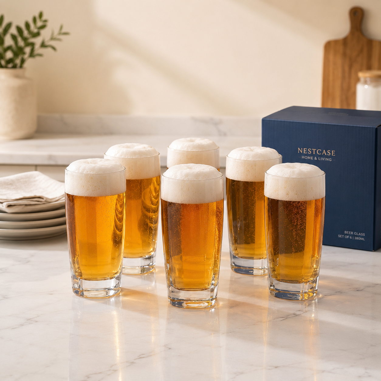 nestcase 360 ml Beer Glass Set of 6 - image 1