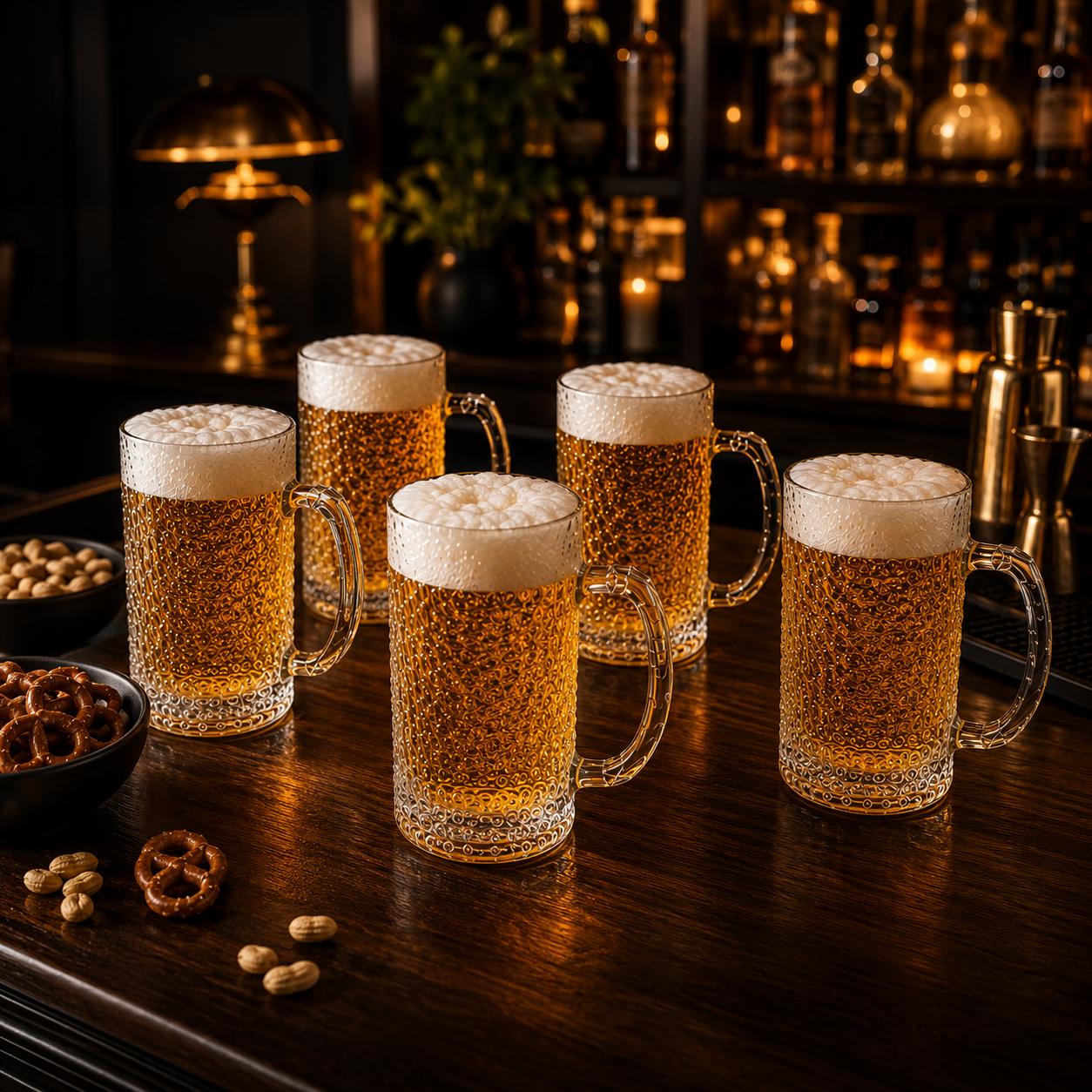 480ml Hammered Glass Beer Mug - Set of 6 - image 2
