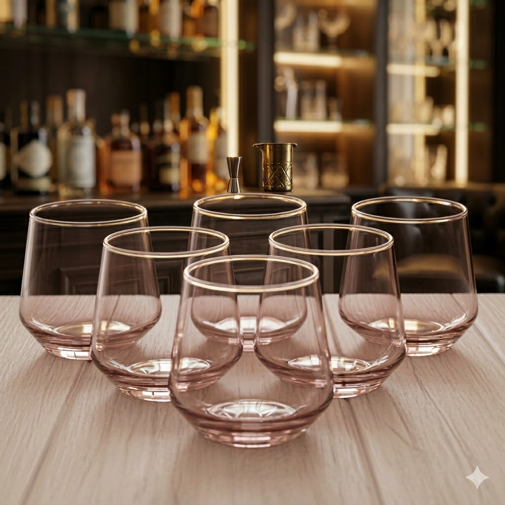 nestcase 370 ml Pink Whiskey Glass Set of 6 - image 1