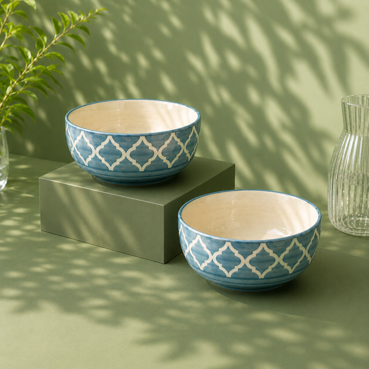 Blue & Ivory - Set of 2 Ceramic Serving Bowls - image 1