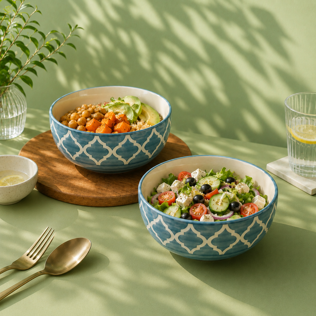 Blue & Ivory - Set of 2 Ceramic Serving Bowls - image 3