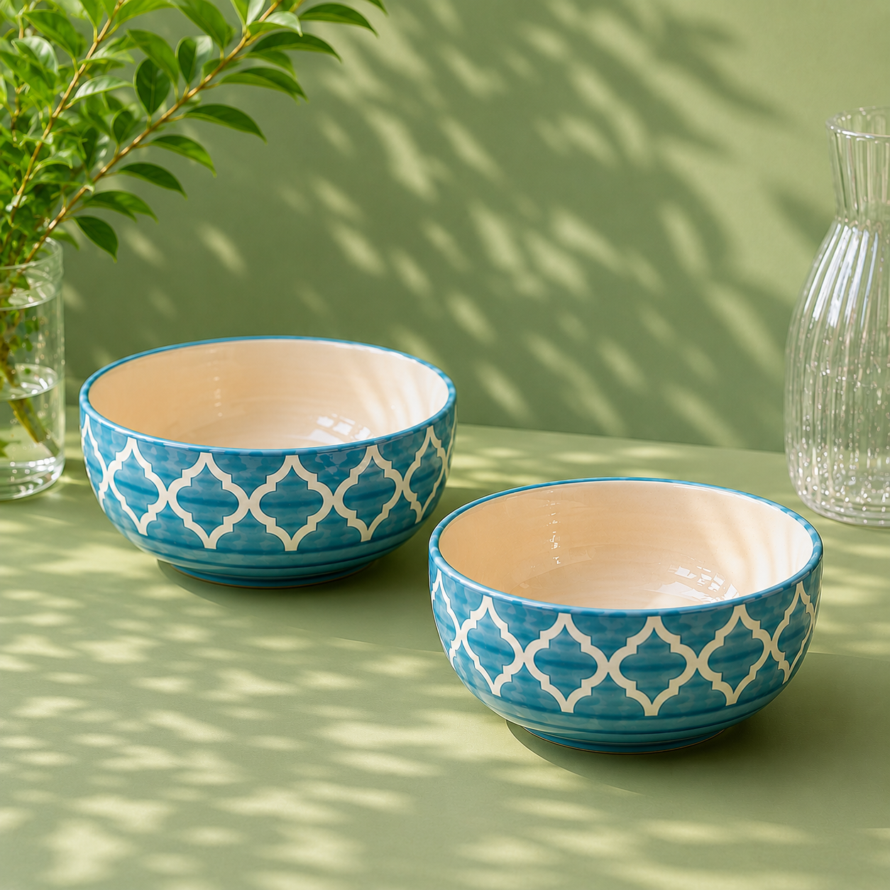 Blue & Ivory - Set of 2 Ceramic Serving Bowls - image 2