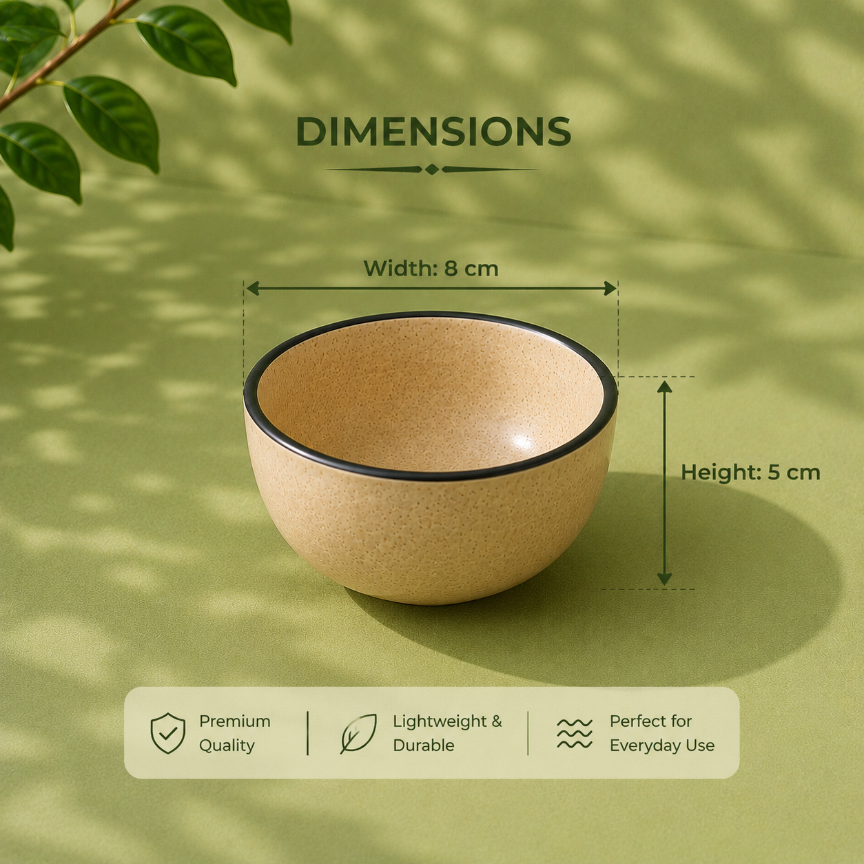 Beige With Black Rim - Set of 6 Pcs Ceramic Small Bowls - image 4