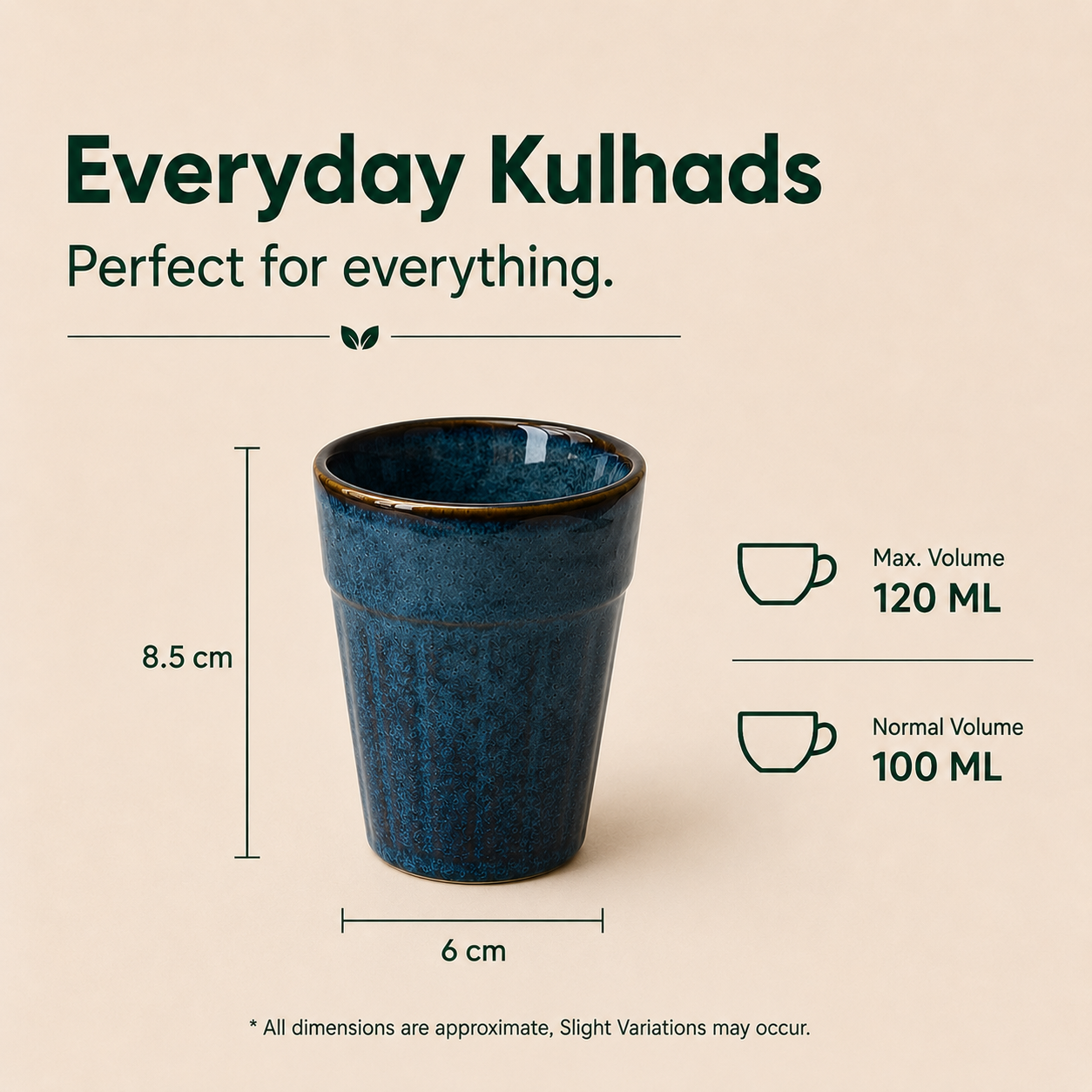 Reactive Blue  - Set of 2 Ceramic Kulhad/Kulhar - image 4