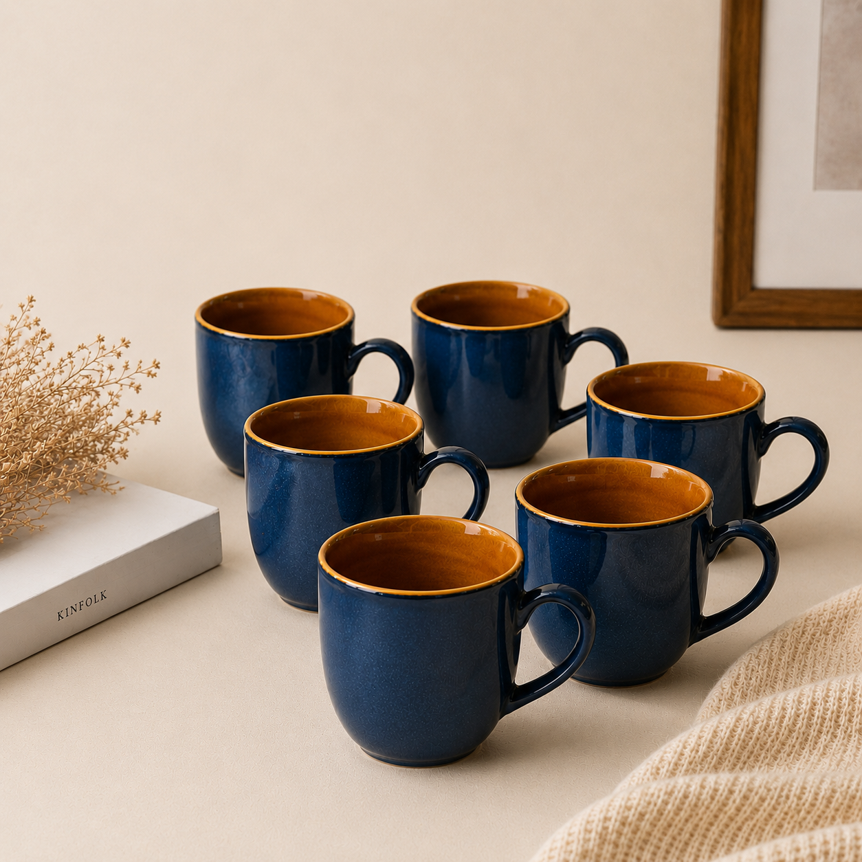 Reactive Blue - Set of 6 Ceramic Coffee Mug - image 1