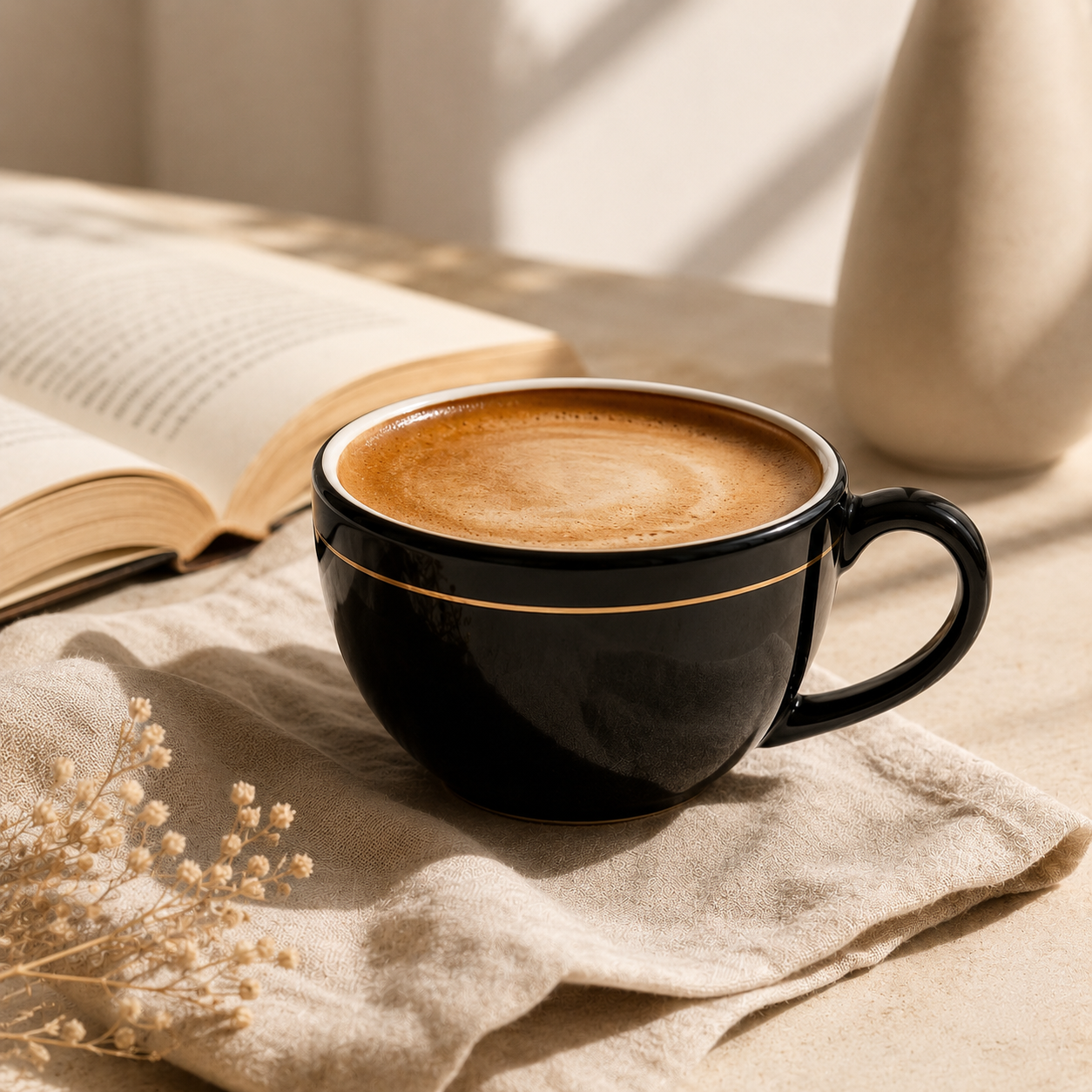 Black with Golden Rim - Set of 2 Ceramic Coffee Cup - image 3