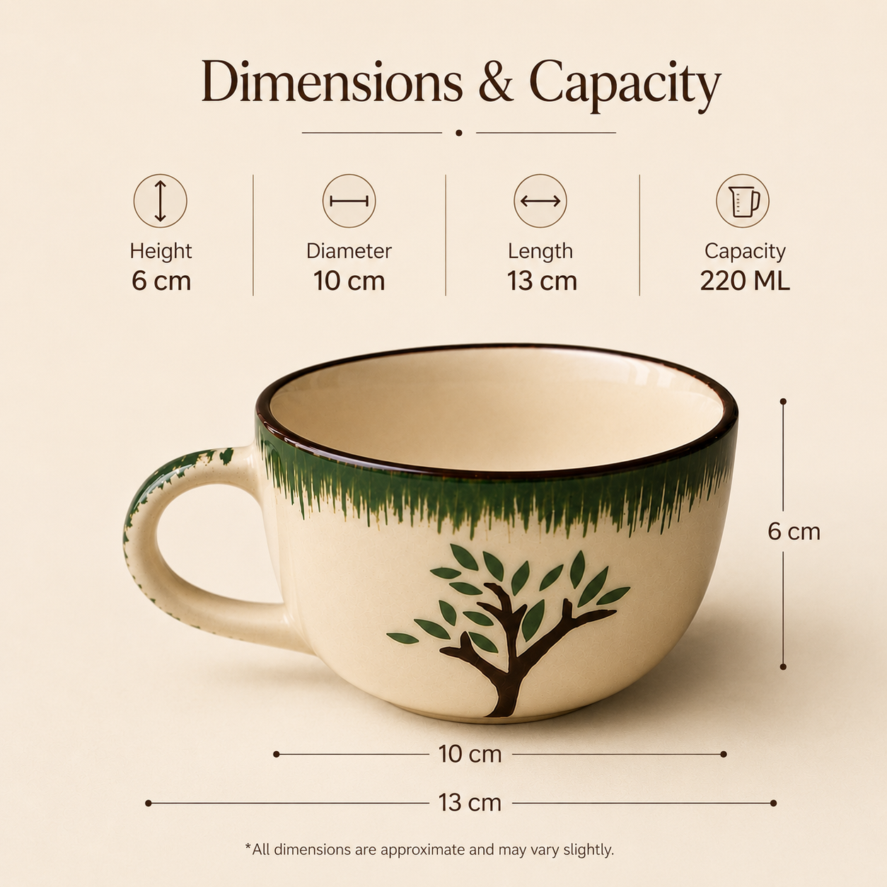  White & Green Tree Design - Set of 2 Ceramic Coffee Cup - image 5