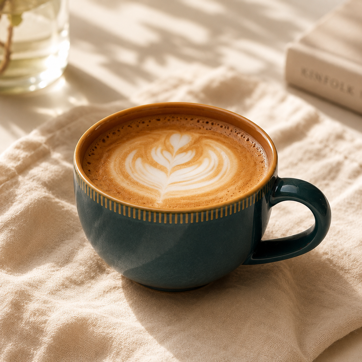 Teal & Brown Design - Set of 2 Ceramic Coffee Cup - image 3