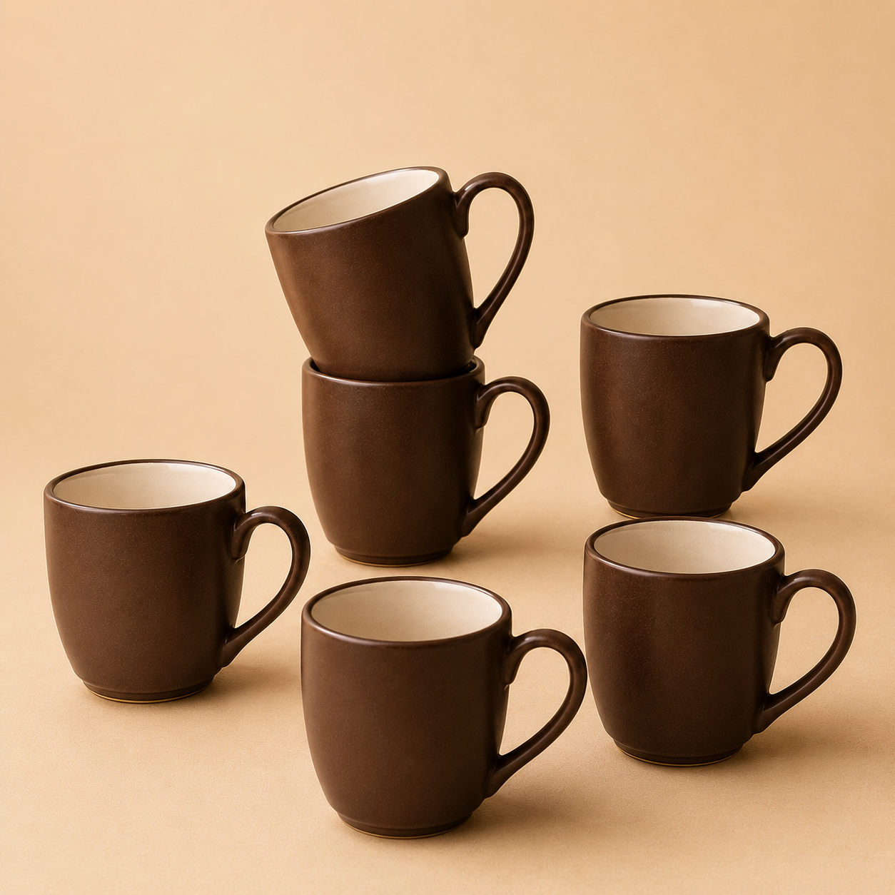 Matte Brown - Set of 6 Ceramic Coffee Mug - image 3