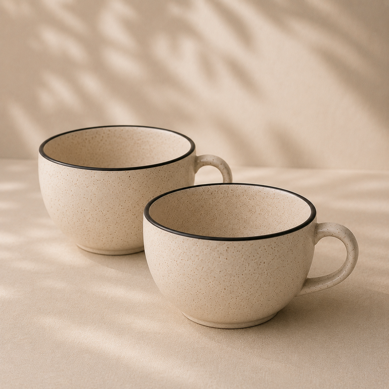 Speckled Beige - Set of 2 Ceramic Coffee & Soup Cup - image 1