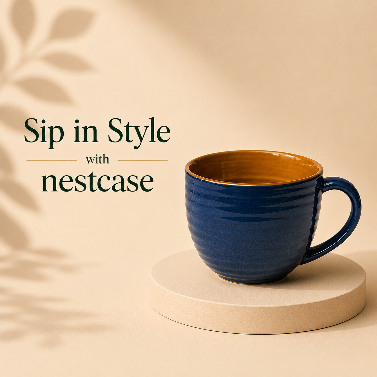 Glossy Blue & Brown Finish - Set of 2 Ceramic Coffee & Soup Cup - image 4