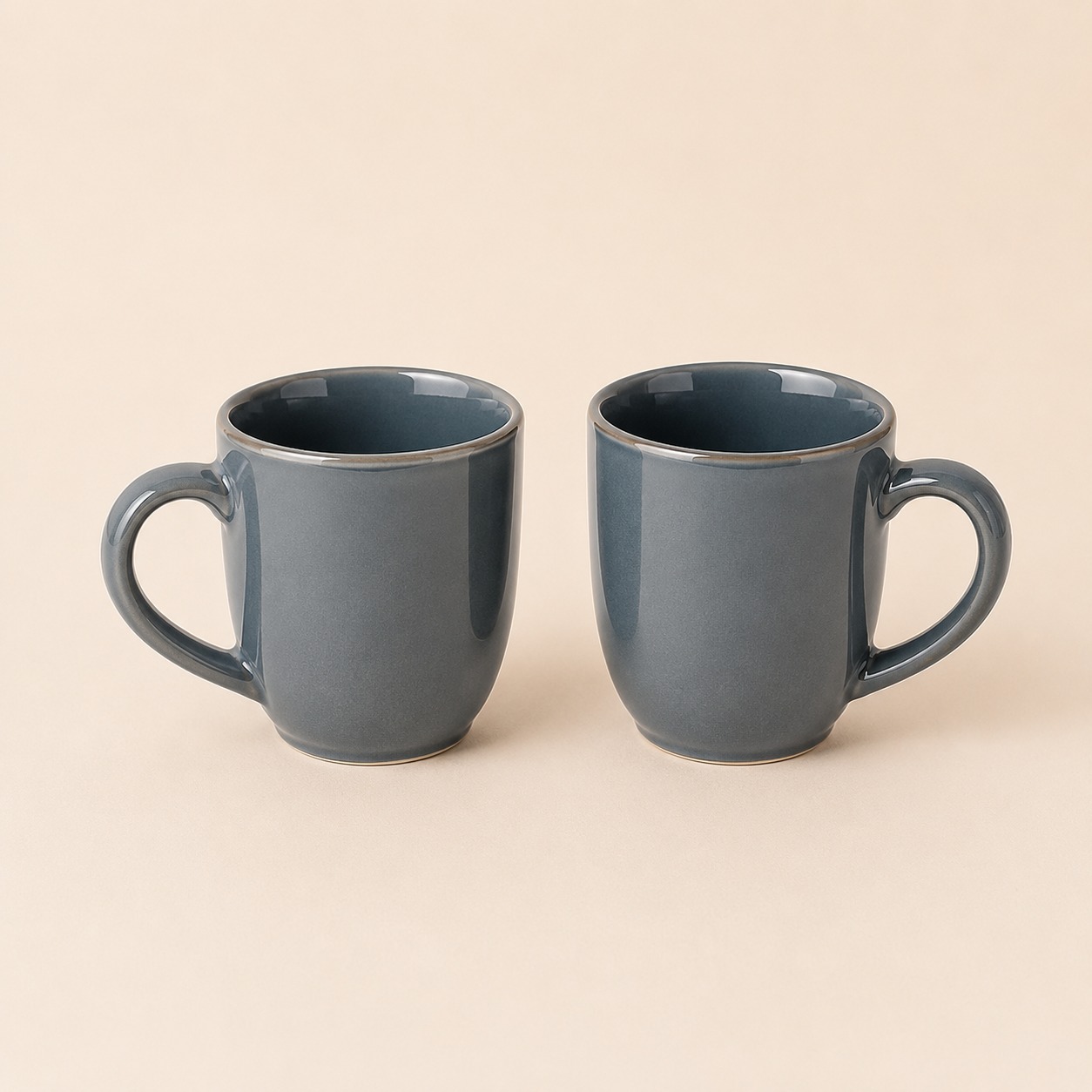 Gray Blue - Set of 2 Ceramic Tea & Coffee Mugs - image 1