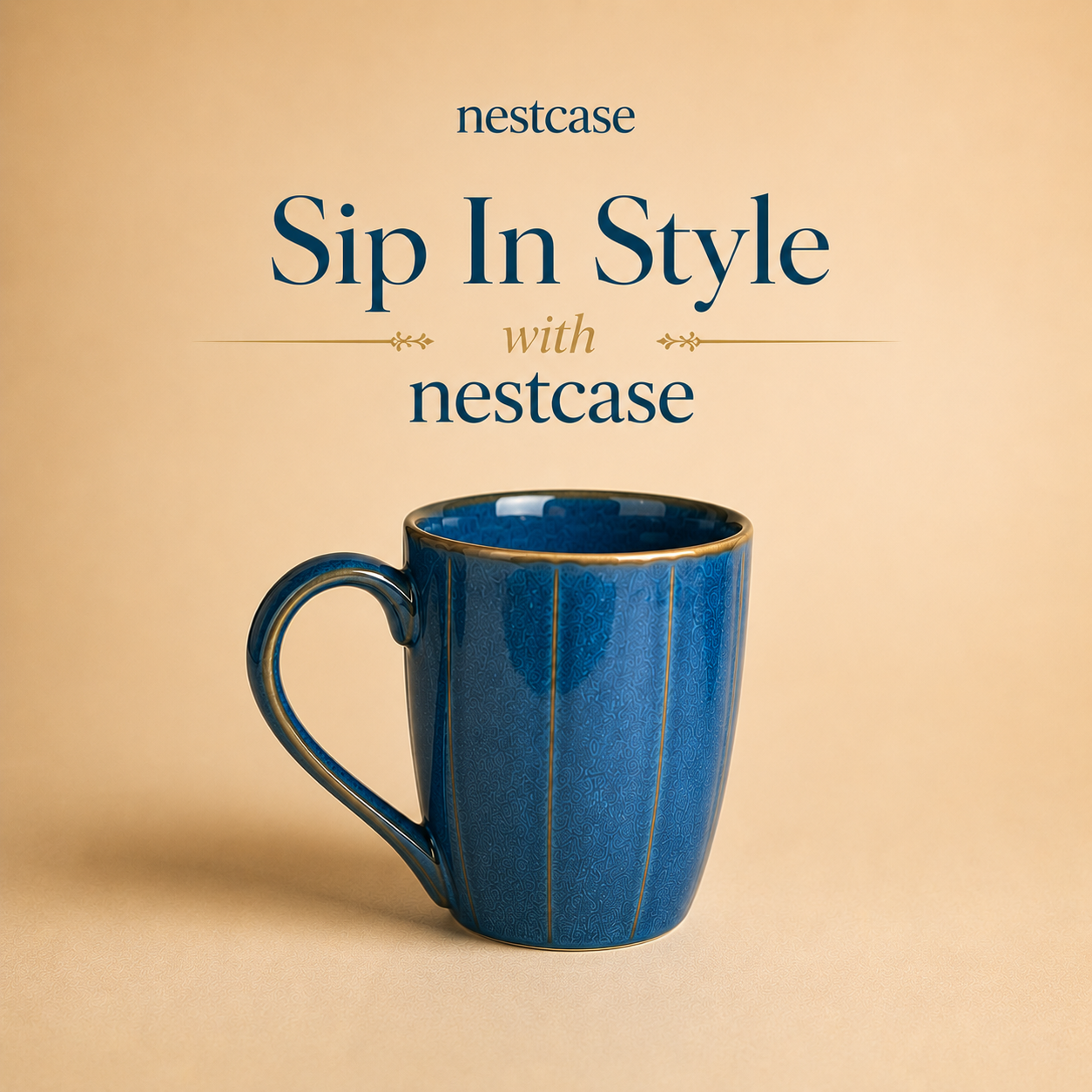 Reactive Blue With Brown Rim - Set of 6 Ceramic Tea, Coffee & Milk Mug - image 2