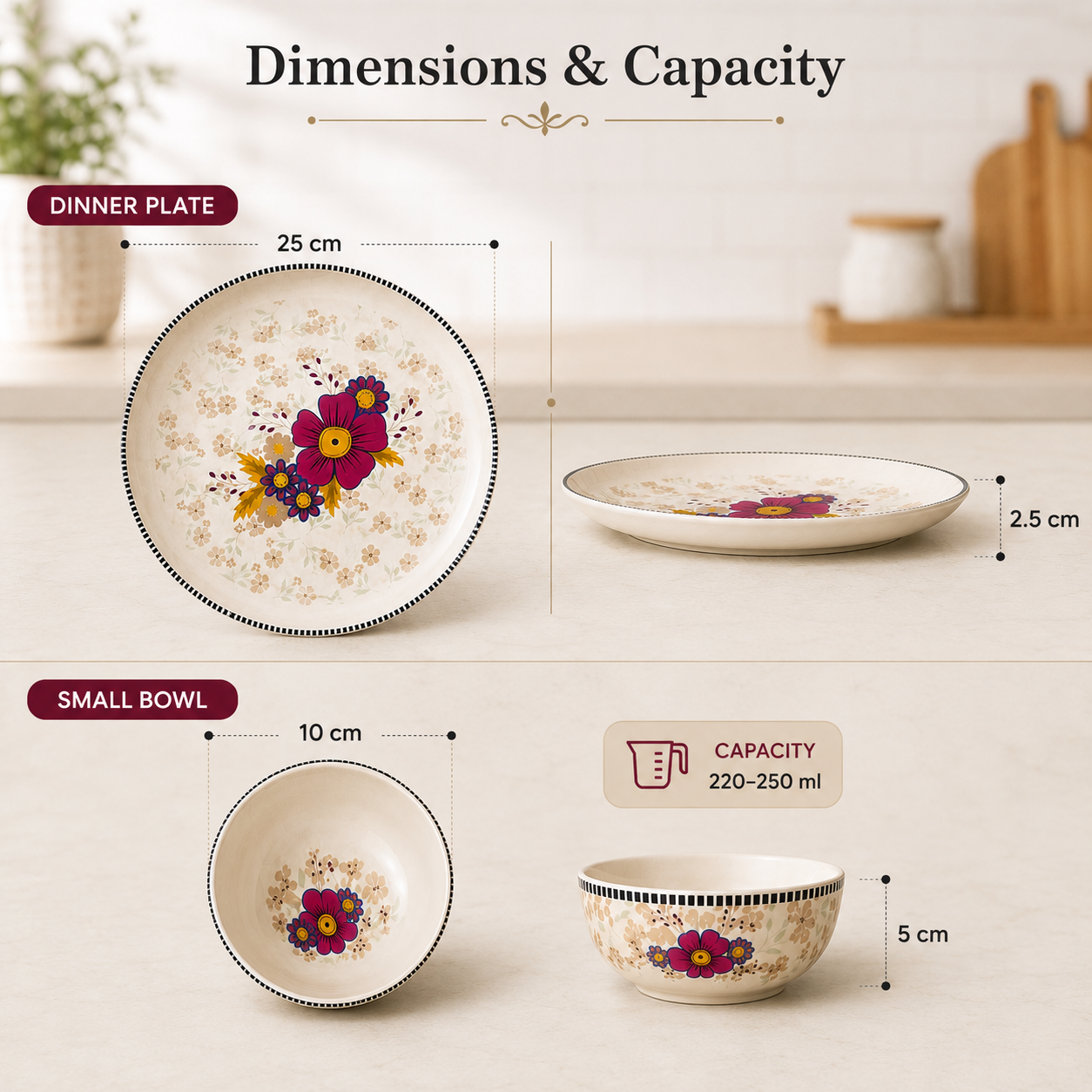 Floral White - Set of 12 Pcs Ceramic Dinner Set  - image 3