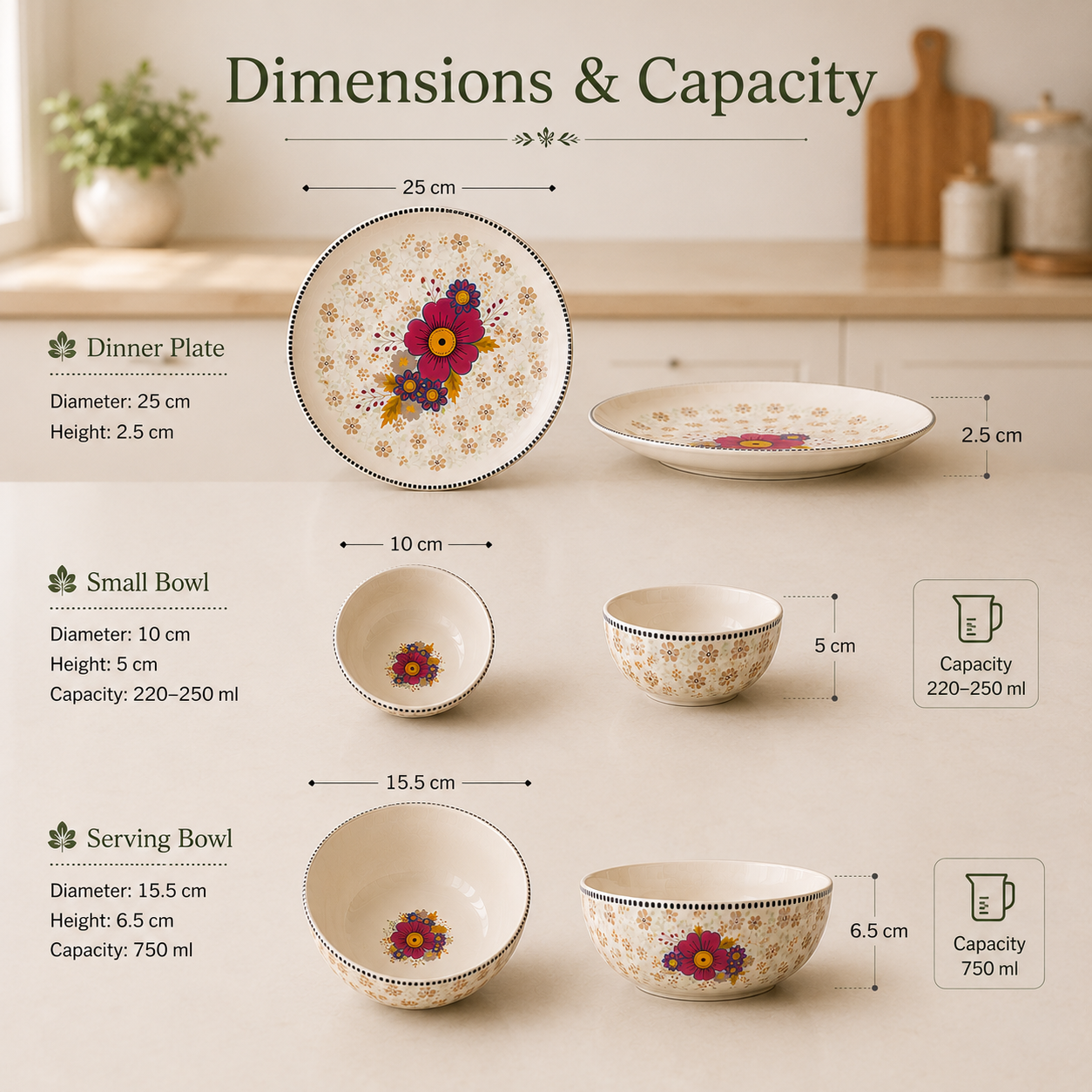 Floral White - Set of 14 Pcs Ceramic Dinner Set  - image 3